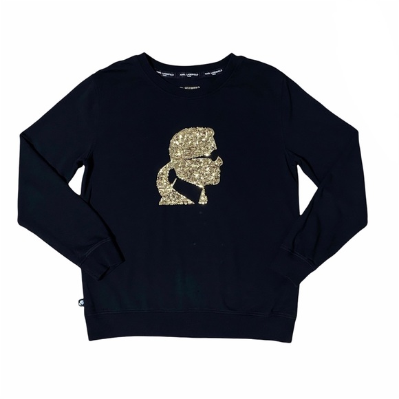 Karl Lagerfeld Gold Sparkle Karl Sweatshirt - Picture 1 of 6